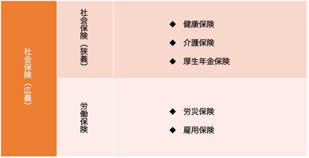 広義の社会保険,狭義の社会保険